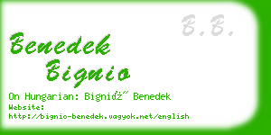 benedek bignio business card